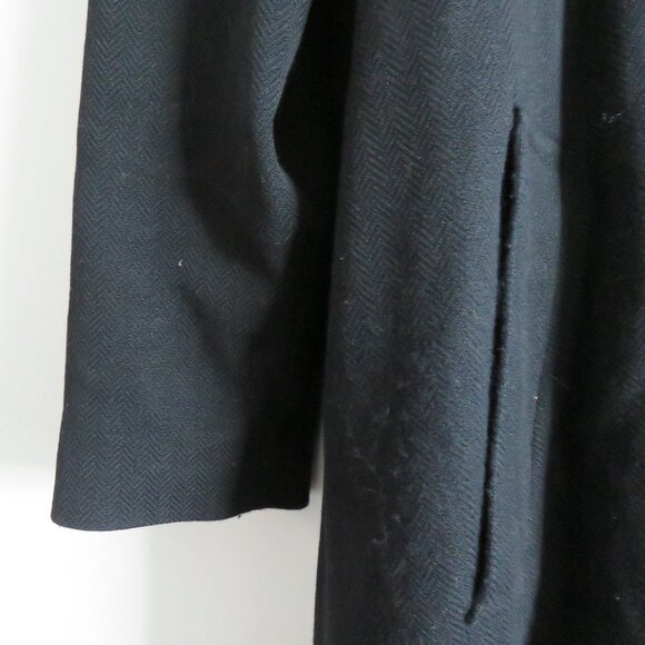 HUGO BOSS 100% Wool Pea Coat Chore Overcoat Jacket in Black - Size 50 / Large - Picture 4 of 12